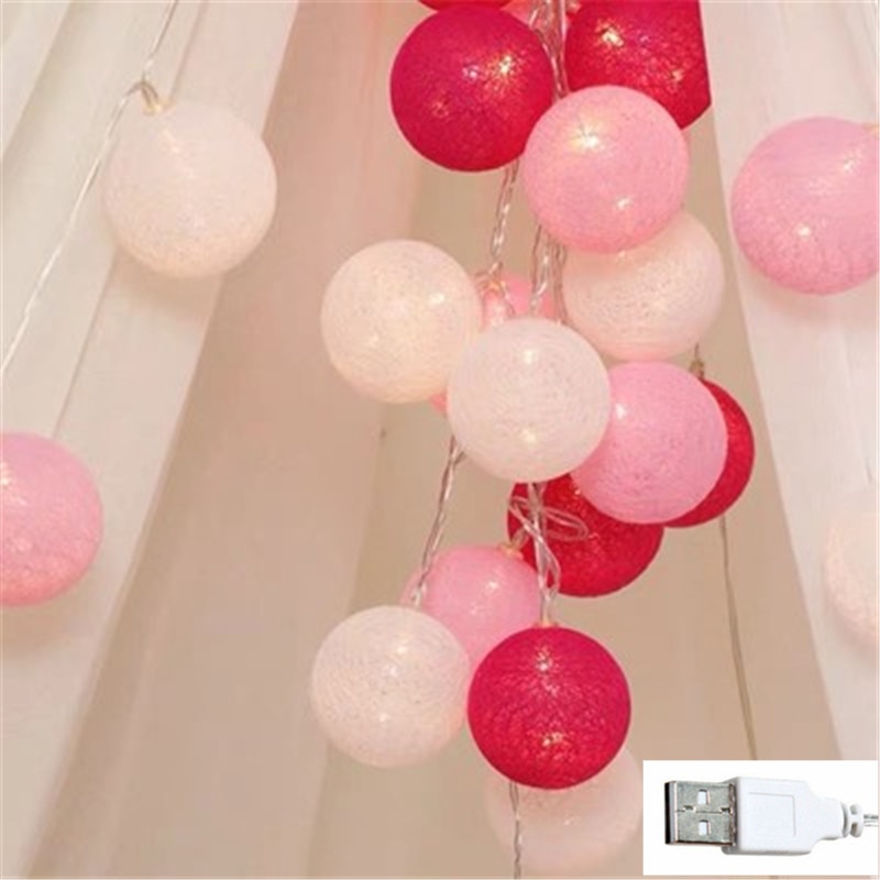 LED Cotton Ball Light LED String Light Wedding Decoration Bedroom Wall Decor Garland Fairy Lights Party Decor USB Battery Plug.