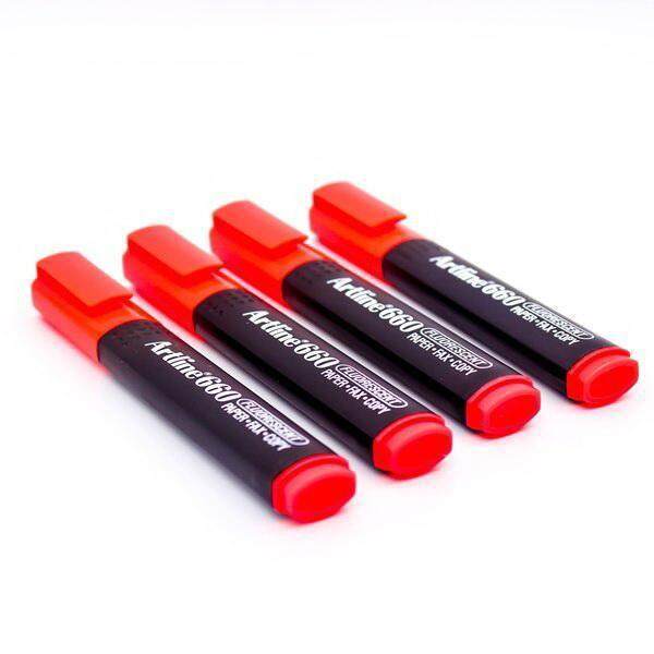 Electro48 Artline ปากกาเน้นข้อความ อาร์ทไลน์ ชุด 4 ด้าม  (สีแดง) สีสดใส ถนอนมสายตา