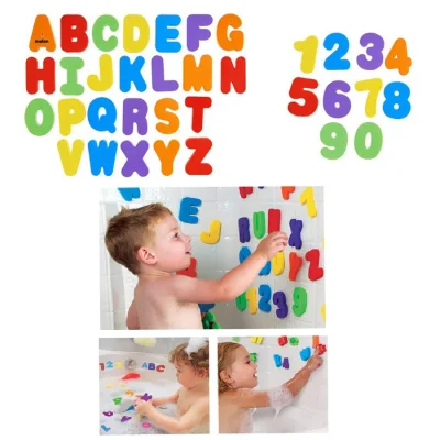 Munchkin ของเล่นเด็กโฟมตัวอักษรและตัวเลขลอยน้ำติดฝาผนังได้