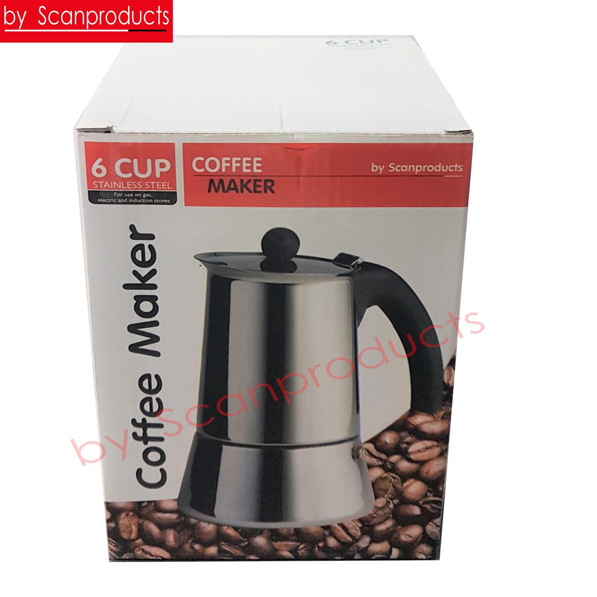 ที่ต้มกาแฟ กาต้มกาแฟ หม้อต้มกาแฟสด เอสเพรสโซ่ ขนาด 6 ถ้วย แบบสแตนเลส  By Scanproducts Moka Pot 6cup Steel