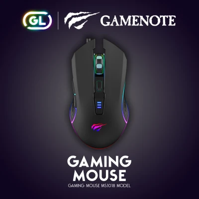 Gamenote RGB Gaming mouse เมาส์เกมมิ่ง เม้าส์เกมมิ่ง มีไฟ RGB GM 1018 havit 1000-1600-2400-3200DPI เกมมิ่งเม้าส์