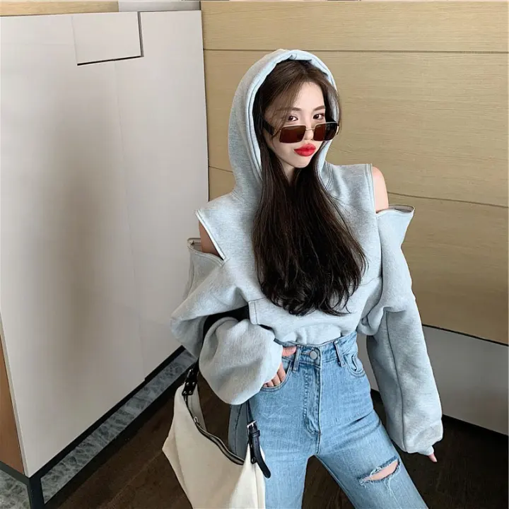 off the shoulder zipper sweater
