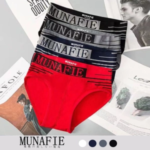 สินค้า (4 ชิ้น / ชุด) MUNAFIE ชุดชั้นในผู้ชายแฟชั่น  กางเกง กางเกงในชาย  รอบเอว  24-40 นิ้ว  [ในสต็อก/พร้อมส่ง]