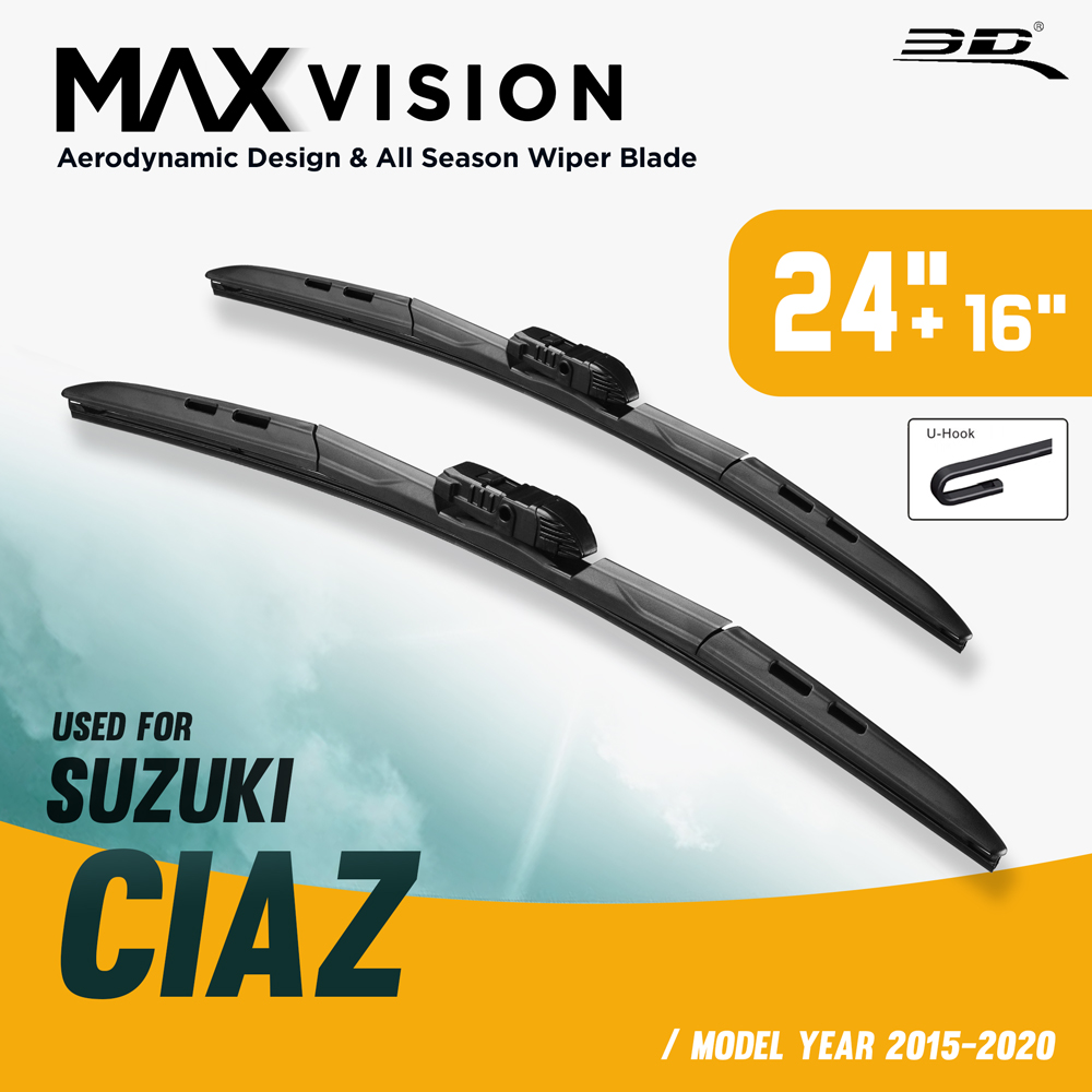 ใบปัดน้ำฝน ขนาด 24+16 นิ้ว สำหรับรถ CIAZ ปี [2015-2019] Wiper Blades