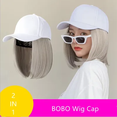 Short Hair Wig BOBO Cap Wigs Young Lady Summer Fashion Bobo curled Hair Wig with Cap(Deep Brown)