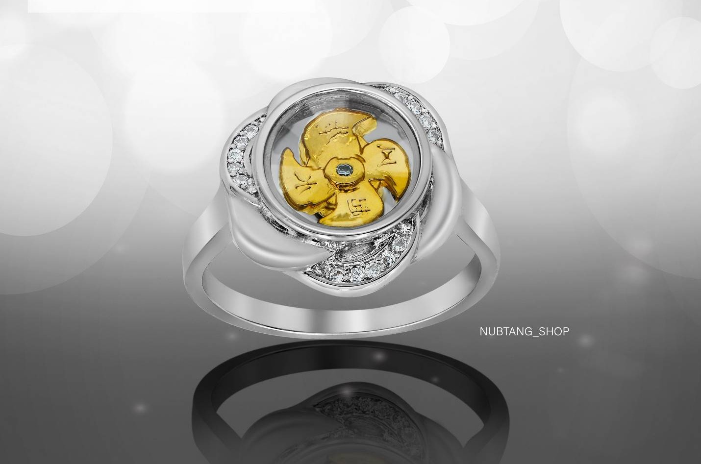 แหวนกังหันแชกงหมิว 4ใบพัดหมุนได้จริง แหวนเงิน แหวนกังหันนำโชค สินค้านำเข้าจากฮ่องกง