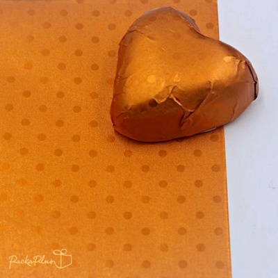 แผ่นฟอยล์ ห่อช็อคโกแลตบอล ช็อคโกแลตบาร์ แผ่นฟอยล์เคลือบกระดาษมัน แผ่นฟอยล์สีส้ม ลายจุด 11cm