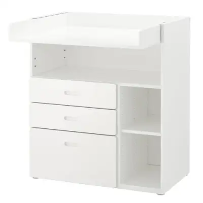 Changing table with drawers, white, white