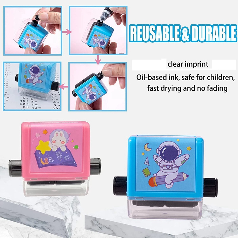 Math Roller Stamp Teacher Stamps 4PCS Roller Digital Teaching Stamp(Addition, Subtraction, Multiplication and Division)