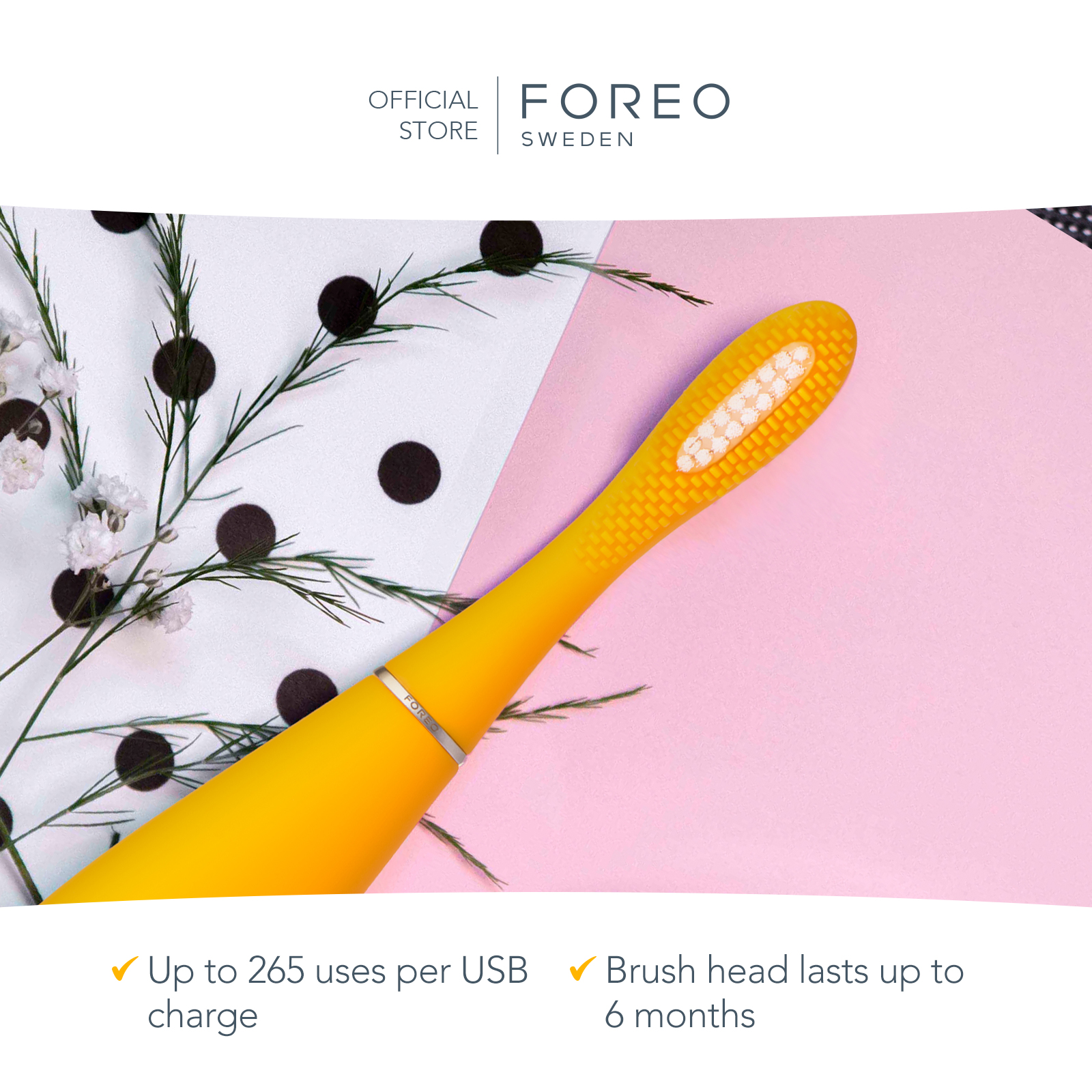 FOREO ISSA mini 2 Mango Tango แปรงสีฟันไฟฟ้า ฟอริโอ้ อิซซ่า มินิ 2 สีเหลือง