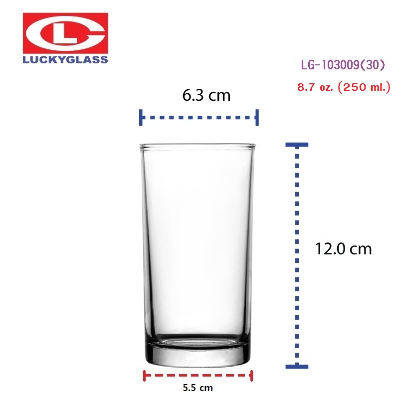 แก้วน้ำ LUCKY รุ่น LG-103009(30) Classic Tumbler 8.7 oz.  [72ใบ] - ส่งฟรี + ประกันแตก แก้วใส ถ้วยแก้ว แก้วใส่น้ำ แก้วสวยๆ แก้วโต๊ะจีน แก้วทรงกระบอก แก้ววัด LUCKY
