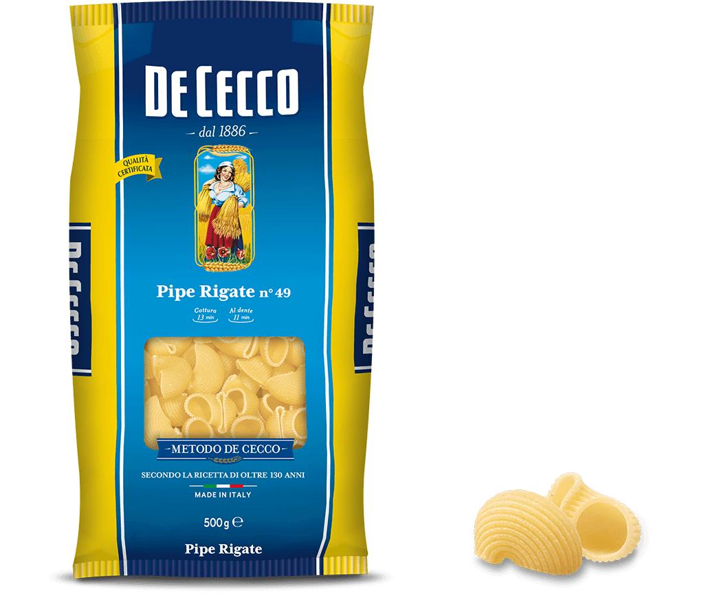 พาสต้า ริกาเต้ หลอด เบอร์.49 - ดีเชคโก้, 500 กรัม Pasta Pipe Rigate No.49 - De Cecco, 500 grs