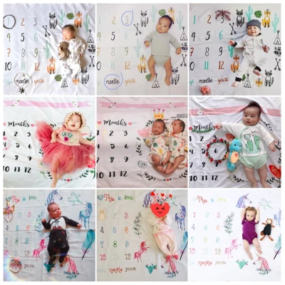 Cartoon Play Mat Infant Portray Newborn Baby Milestone Photo Props Background Blankets Backdrop Cloth Photography Accessories