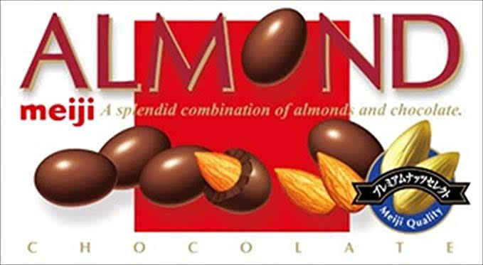 Made in Japan! Meiji Almond milk Chocolate เมจิ อัลมอนด์เคลือบช็อคโกเเลต (84 g.)