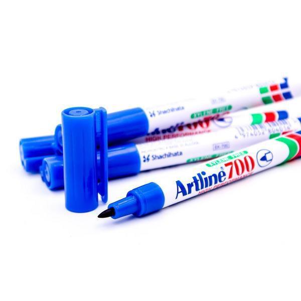 Electro48 ปากกามาร์คเกอร์ อาร์ทไลน์  หัวกลม 0.7 มม. ชุด 4 ด้าม  (สีน้ำเงิน) เขียนได้ทุกพื้นผิว กันน้ำ