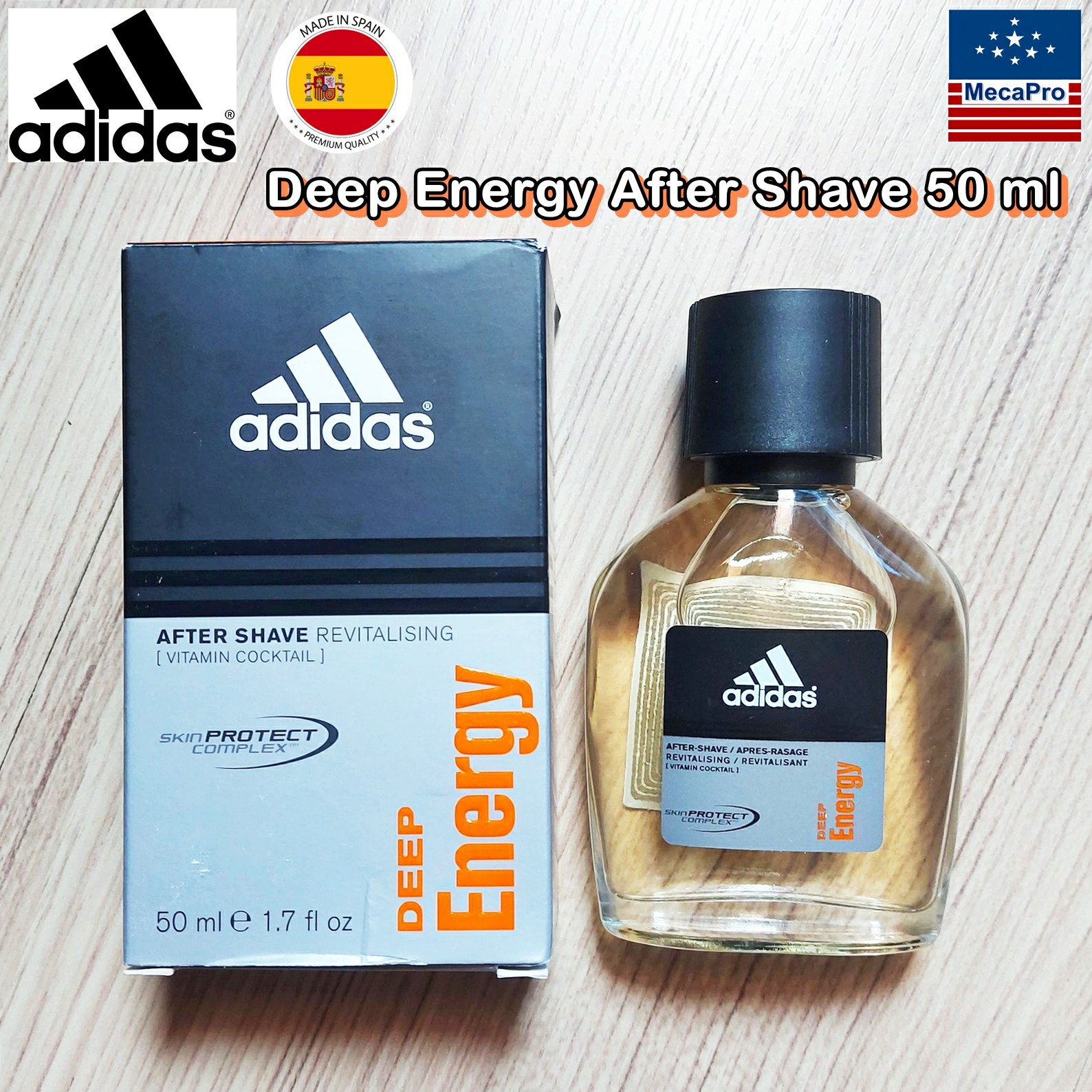 Adidas® Deep Energy After Shave 50 ml อาดิดาส ผลิตภัณฑ์บำรุงผิวหน้า หลังการโกนหนวด กลิ่นสดชื่นและสะอาด