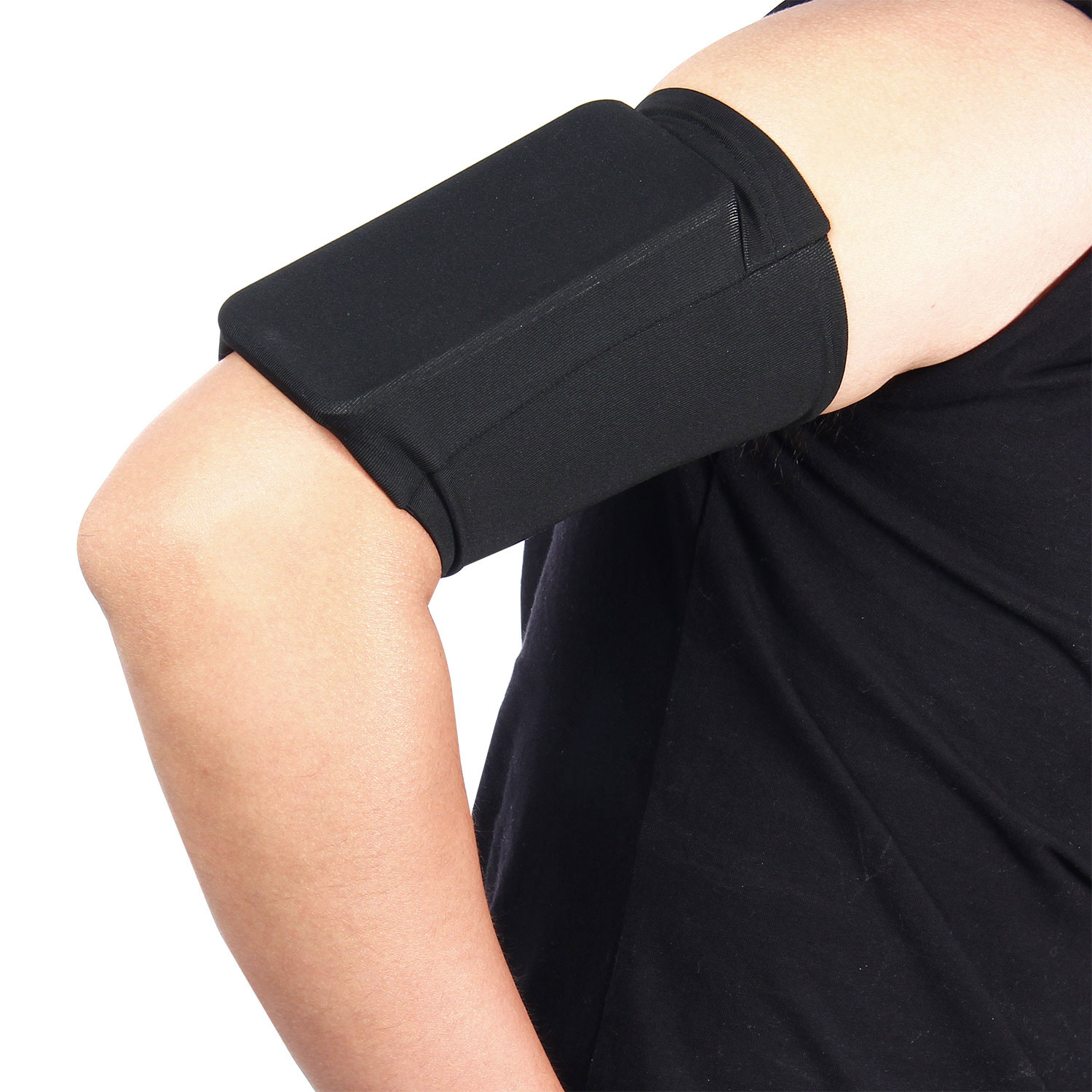 UMIONสายรัดแขนออกกำลังกายยืดได้สำหรับโทรศัพท์4-5.5นิ้ว,ที่วางแขนสำหรับวิ่งฟิตเนสและออกกำลังกายในยิมสีดำ