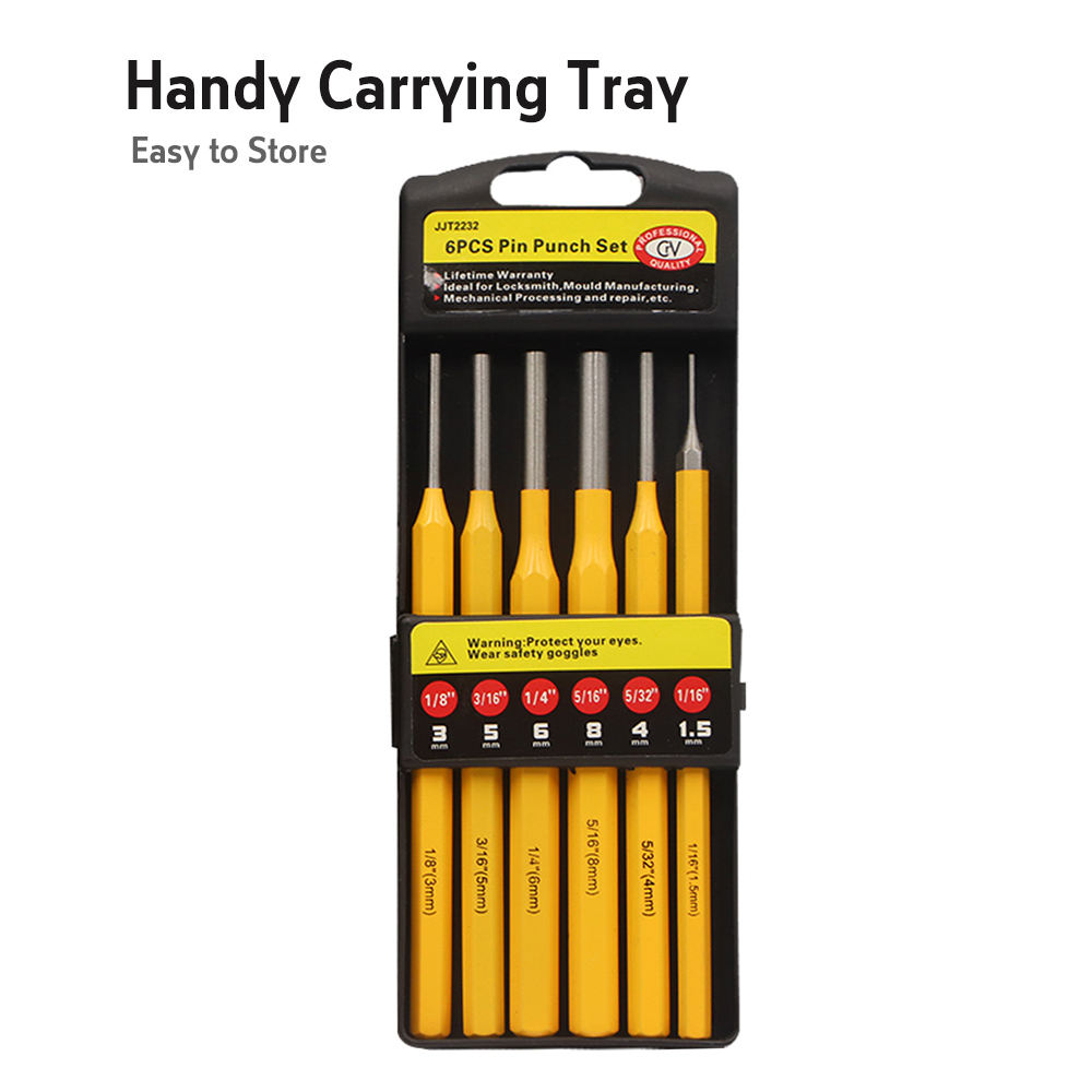 BRAKEMAN Roll Pin Punch Set Chisel 6PC 1.58mm Leather Center Punch