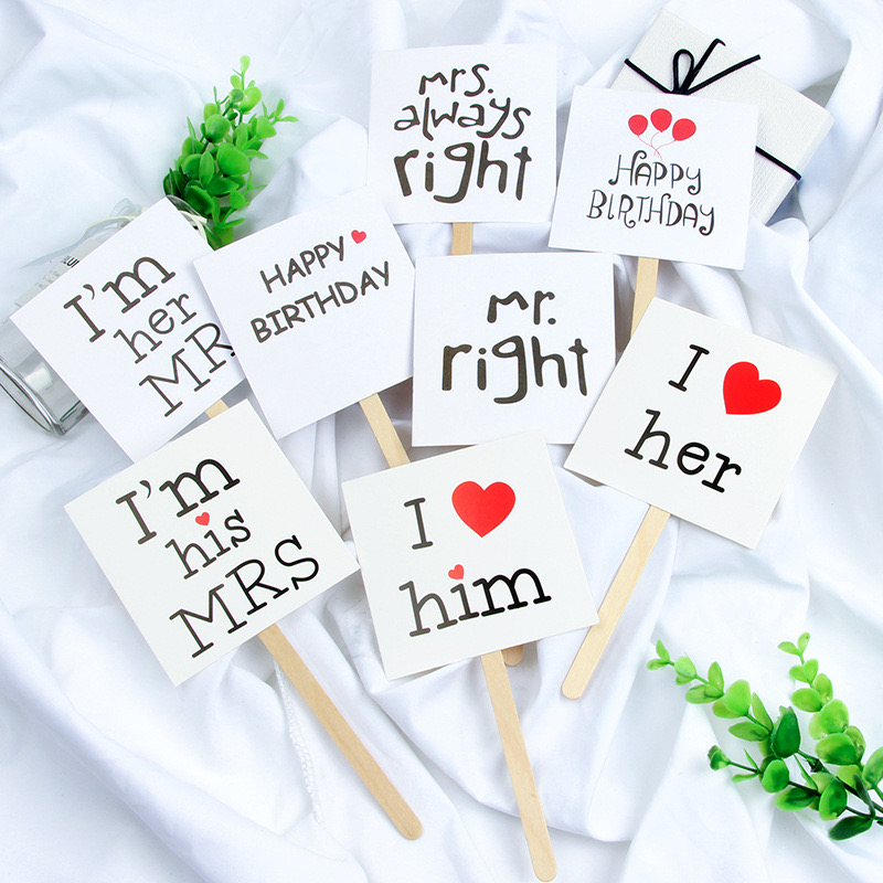 DC025 ป้ายปักอักษร (Mrs. always right, HBD, Mr. right)
