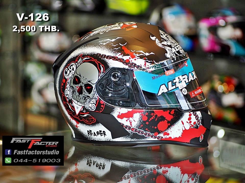 หมวกกันน็อค ALTRAX HELMET รุ่น V-126 (สีดำด้านลายกระโหลก)