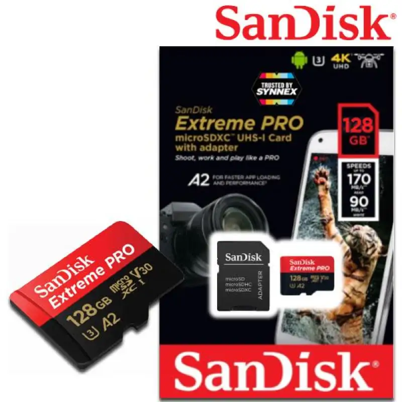 ภาพสินค้าSanDisk Extreme Pro Micro SD Card SDHC 32GB SDXC 64GB 128GB 256GB 512 GB 1TB Speed R/W 200/140MB/s (SDSQXCD) เมมโมรี่ การ์ด Gopro8 Gopro9 Drone จากร้าน SJCAMOfficialStore บน Lazada ภาพที่ 1