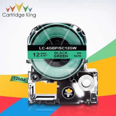 SC12GW LC-4GBP Black on Green 1/2" 12mm Labeling Tape for Epson LabelWorks LW-300 LW-300L LW-C410 King Jim TepraPro Label Print