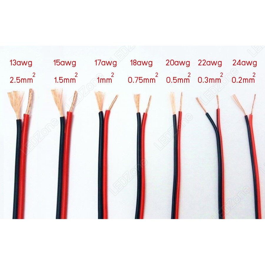 สายไฟ แดงดำ 17awg (1 mm²) สายลำโพง สายไฟคู่ สายคู่ electrical wire cable เครื่องเสียง รถยนต์ car aud สี ชุด 100 เมตร สี ชุด 100 เมตร