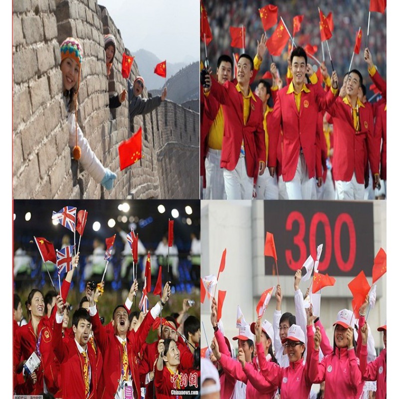 ผ้าธงชาติจีน 1 ชิ้น 30*21.5 เซนติเมตร จีนธงชาติจีน ธงมือโบกธงด้วยพลาสติกเสาธงสำหรับกีฬาตกแต่งบ้าน