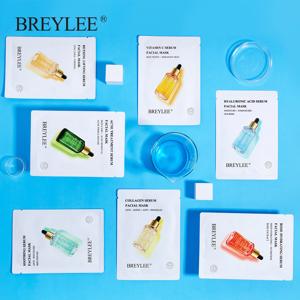 Breylee_Cosmetic แผ่นมาส์กหน้า ที่มาร์คหน้า บำรุงผิวหน้า 7 สูตร เพิ่มความชุ่มชื้น ปรับสภาพผิว ลดสิว ลดเลือนริ้วรอย ขาวกระจ่างใส 1 ชิ้น
