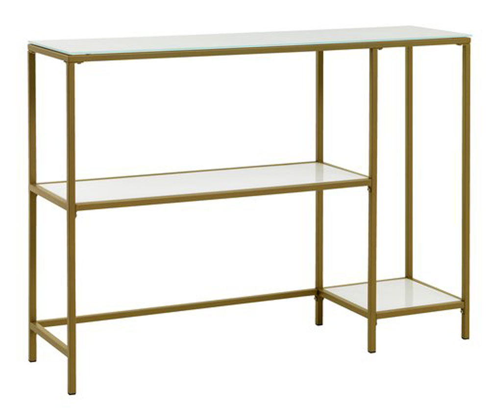 JYSK โต๊ะคอนโซล PANDRUP 30x110 ขาว/ทอง