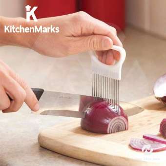 KitchenMarks ส้อมอเนกประสงค์ ส้อมช่วยหั่นผักและผลไม้ ส้อมช่วยหั่นหัวหอม ส้อมจับหัวหอม อุปกรณ์ช่วยหั่นผักและผลไม้ onion holder fruit vegetable fork HomeHuk โฮมฮัก