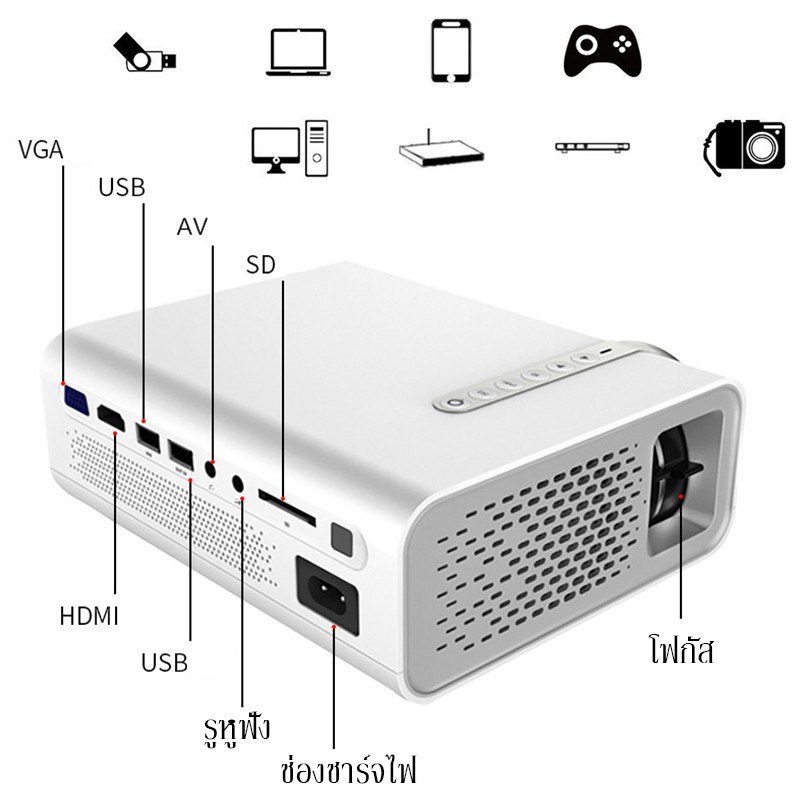 มินิโปรเจคเตอร์ โปรเจคเตอร์ โปรเจ็กเตอร์ใหม่ปี ภาพคมชัด Rigal Projector 1080HD / 4K