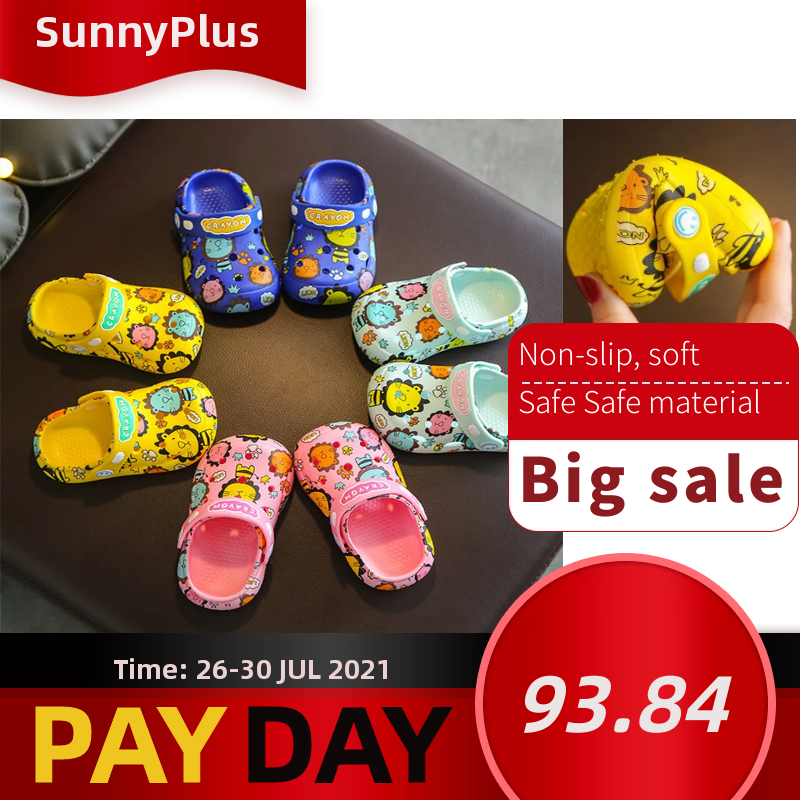 SunnyPlus รองเท้าแตะเด็กอายุ1-3ปี,รองเท้าแตะลายการ์ตูนรองเท้าเด็กวัยหัดเดินพื้นนิ่มรองเท้าชายหาดเด็กกันลื่นรองเท้าแตะกันน้ำระบายอากาศ