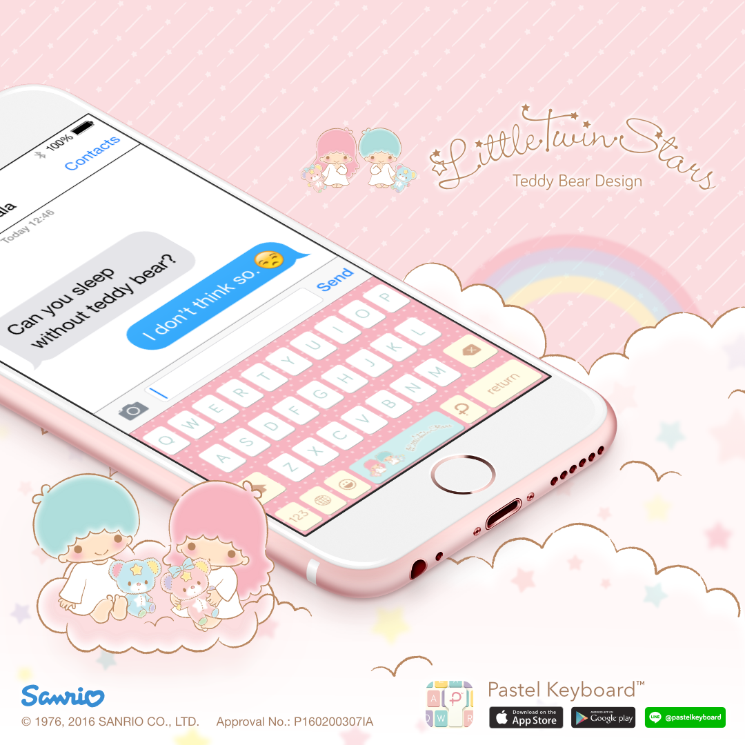 Little Twin Stars Teddy Bear Design Keyboard Theme⎮ Sanrio (E-Voucher) for Pastel Keyboard App