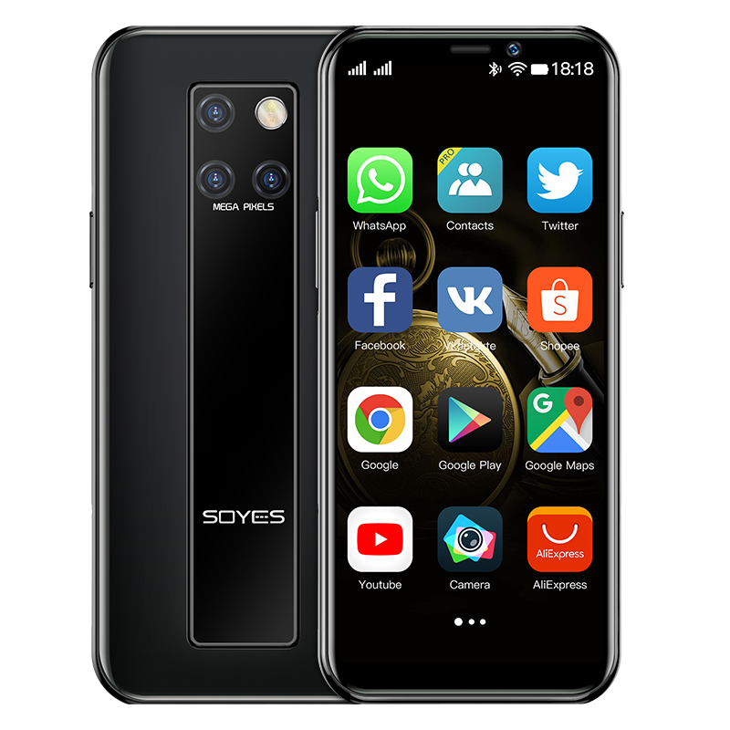 สมาร์ทโฟนขนาดเล็กบางเฉียบ Soyes S10-H 3GB RAM 64GB ROM Android 9.0 การ์ดคู่ 4G โทรศัพท์มือถือนักเรียนจดจำใบหน้า Google โทรศัพท์มือถือ