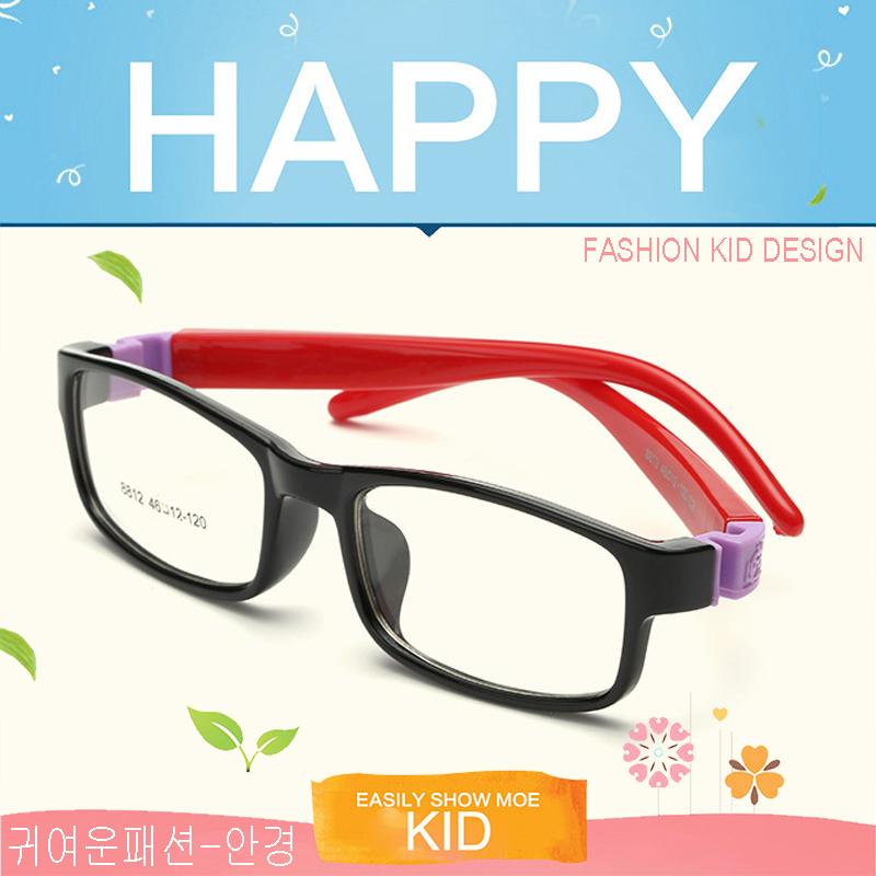 แว่นตาเกาหลีเด็ก Fashion Korea Children แว่นตาเด็ก รุ่น 8812 C-2 สีดำขาแดงข้อม่วง กรอบแว่นตาเด็ก Rectangle ทรงสี่เหลี่ยมผืนผ้า Eyeglass baby frame ( สำหรับตัดเลนส์ ) วัสดุ PC เบา ขาข้อต่อ Kid leg joints Plastic Grade A material Eyewear Top Glasses