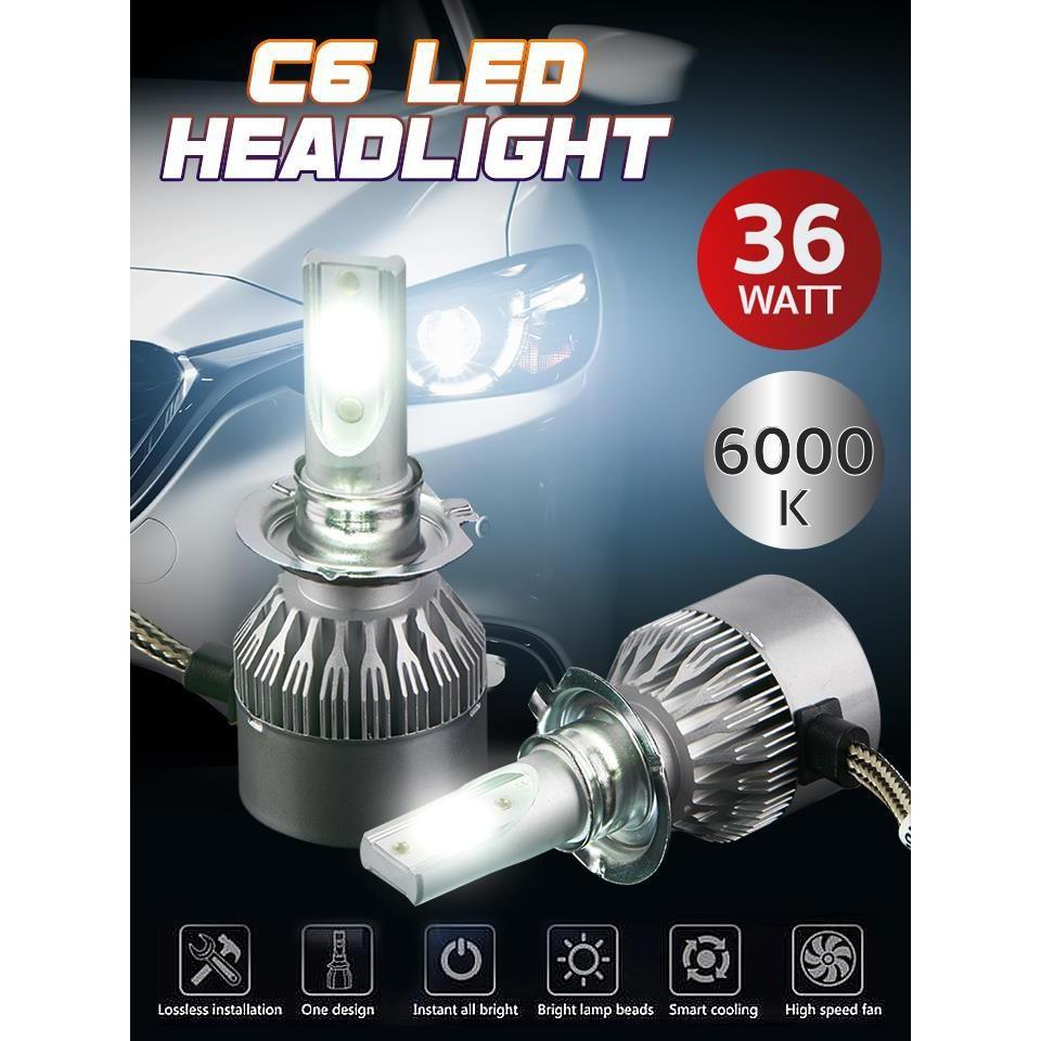 ส่งฟรี หลอดไฟ LED C6 ไฟหน้ารถยนต์ ไฟตัดหมอก C6 LED Headlight เก็บเงินปลายทาง