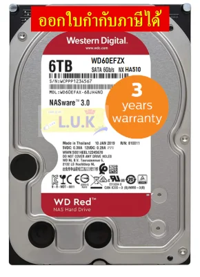 6TB HDD (ฮาร์ดดิสก์แนส) WD RED PLUS NAS (5400RPM, 128MB, SATA-3, WD60EFZX) - ประกัน 3 ปี