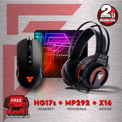 FANTECH SET 3 in 1 หูฟังเกมมิ่ง HG17S เม้าเกมมิ่ง X16 ตั้งมาร์โคร ได้ 7 ปุ่ม ไฟ RGB พร้อมแผ่นรองเม้าส์ เกมมิ่งแบบสปีด MP292 / Gaming set Headset HG17S mouse gaming X16 and mouse pad speed MP292