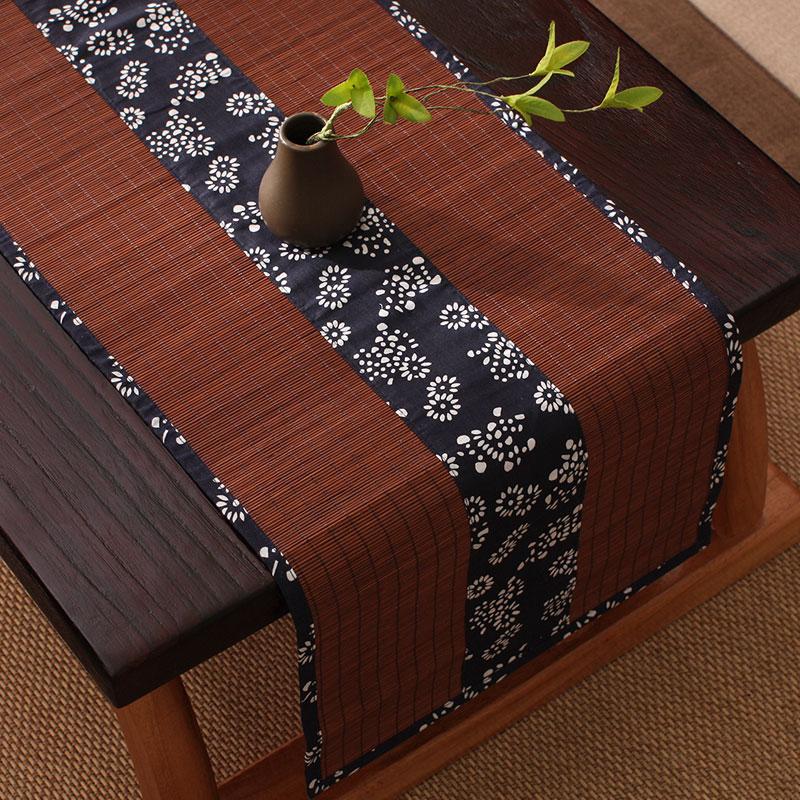 Table Runner Japanese Style Zen Cotton Linen Chinese-style Top Grade Hand-Painted Place Mat Linen Kung Fu Tea Bamboo Mat Tea Seats