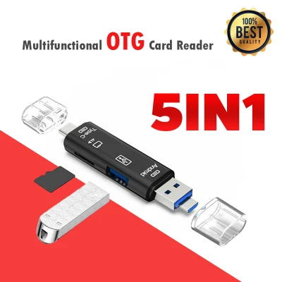 การ์ดรีดเดอร์ เชื่อมต่อโอทีจี Type C / USB / Micro USB TF Memory Card Reader OTG Adapter 5 in 1 USB 3.0