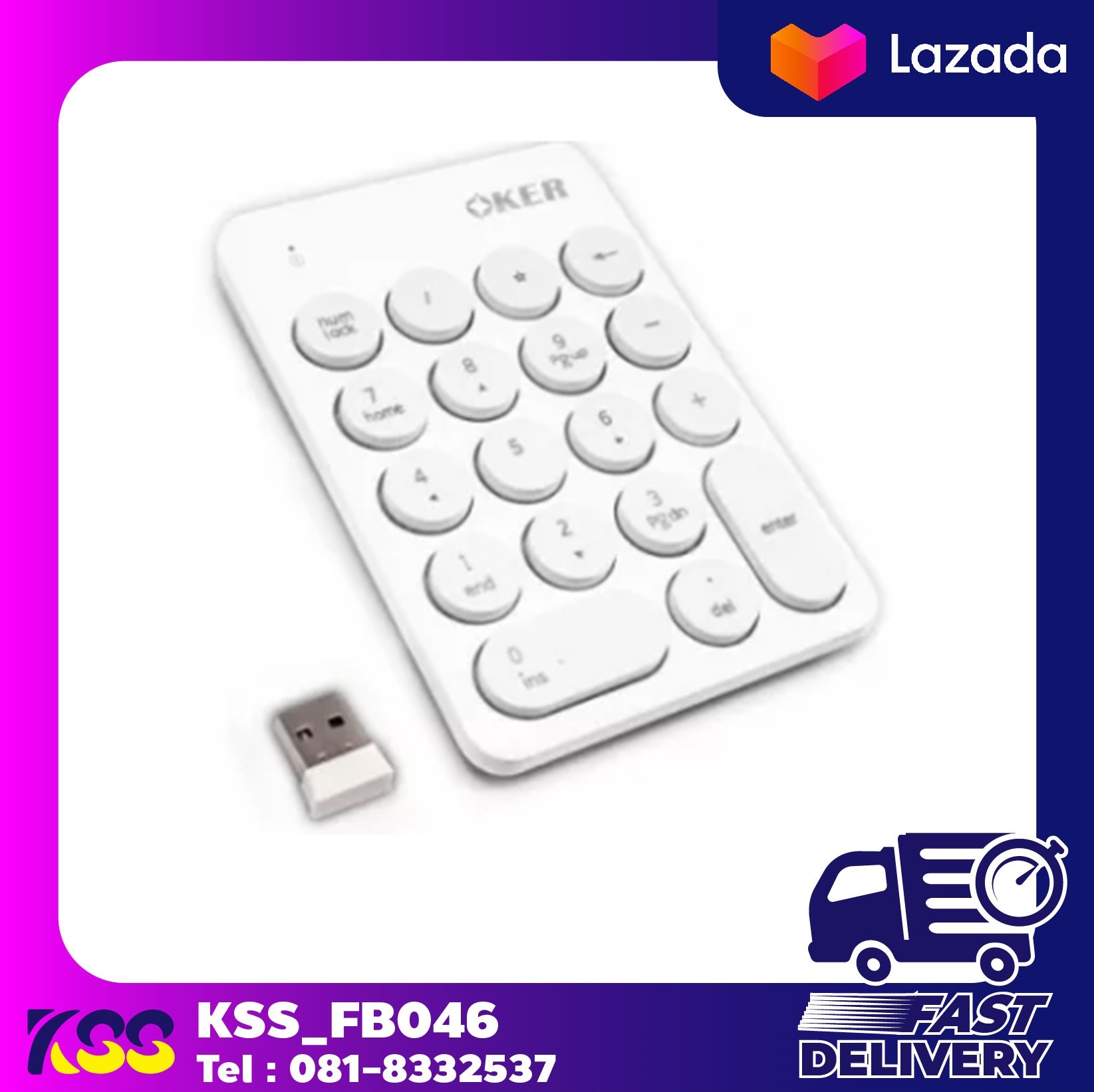 Keyboard OKER Wireless K2610 Numberic Mini Keypad คีย์บอร์ด แป้นตัวเลข ไร้สาย