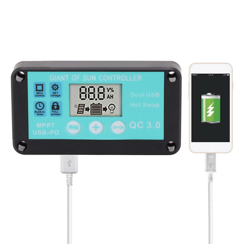 MPPT Solar Charge Controller Multiple Protection Solar Solar QC3.0 Controller with LCD Screen