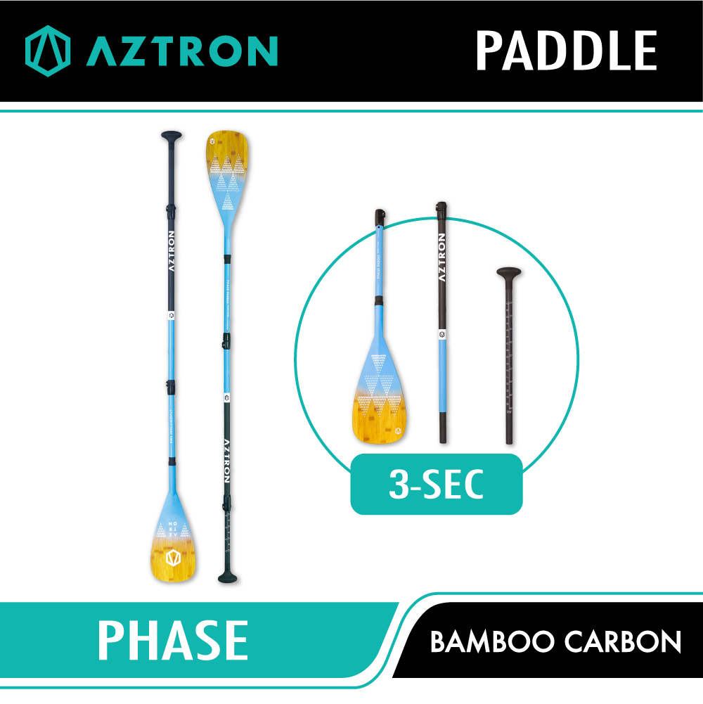 AZTRON PATDLE PHASE BAMBOO CARBON 3 Section ไม้พายสำหรับบอร์ดยืนพาย หรือ เรือยาง isup stand up paddle board