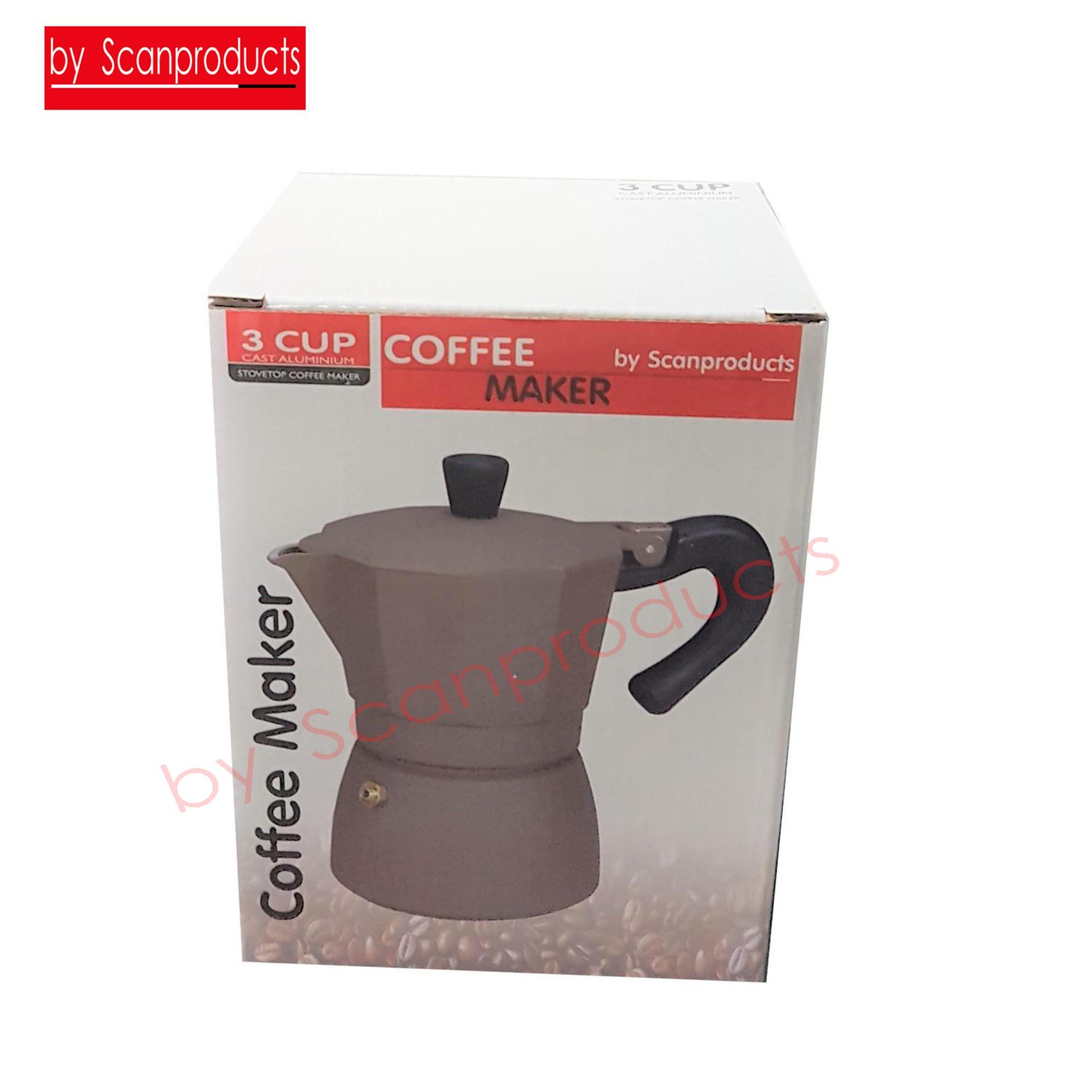 ที่ต้มกาแฟ กาต้มกาแฟ หม้อต้มกาแฟสด เอสเพรสโซ่ ขนาด 3 ถ้วย  By Scanproducts Moka Pot 3cup สีน้ำตาล