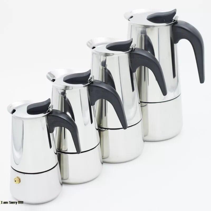 กาต้มกาแฟสดแบบพกพา สแตนเลส หม้อต้มกาแฟแบบแรงดัน เครื่องทำกาแฟสด 200ml, 300ml, 450ml_HappyHouse2012