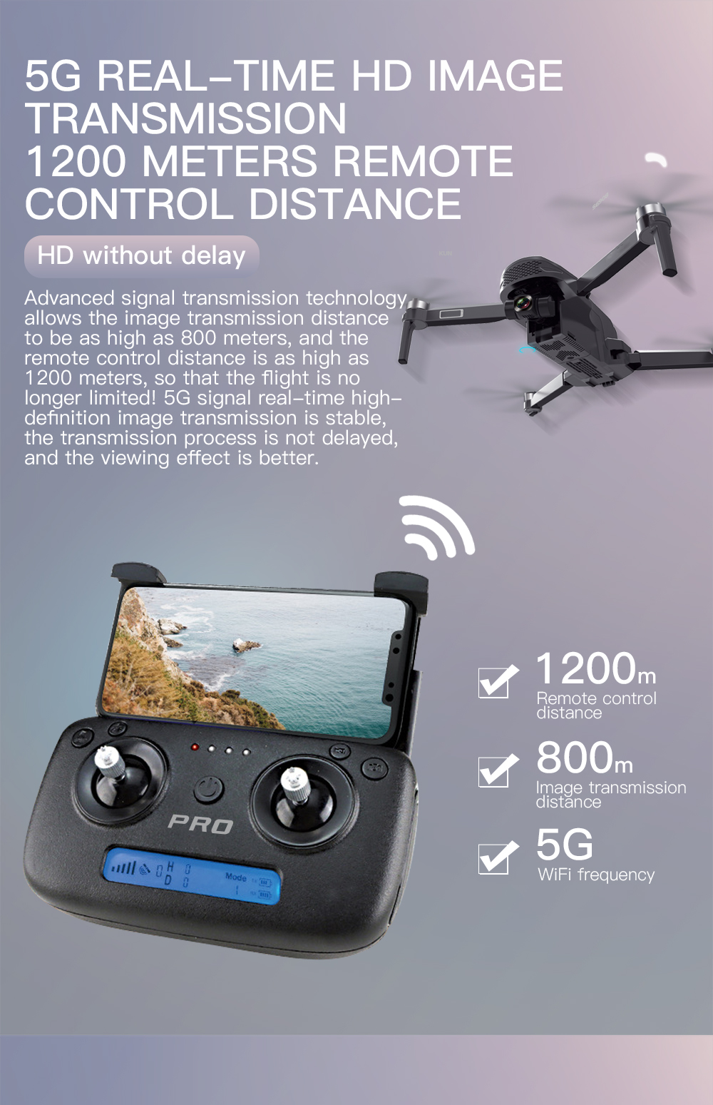 【ZLRC SG908 Beast 2021】 กล้อง 4k with 3-Axis Gimbal GPS FPV 5G WIFI Professional Drone Self-stabilizing electronic stabilization lens