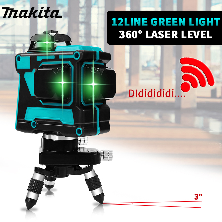 MAKITA เลเซอร์ระดับ แถม แว่นตา + กล่อง 12 Lines Green Laser Level แถม แว่นตา + กล่อง เครื่องวัดระดับเลเซอร์ เลเซอร์ 3 มิติ เลเซอร์ระดับ 12 เส้น 360 องศา กล่องกันกระแทกอ เลเซอร์ เลเซอร์วัดระดับ