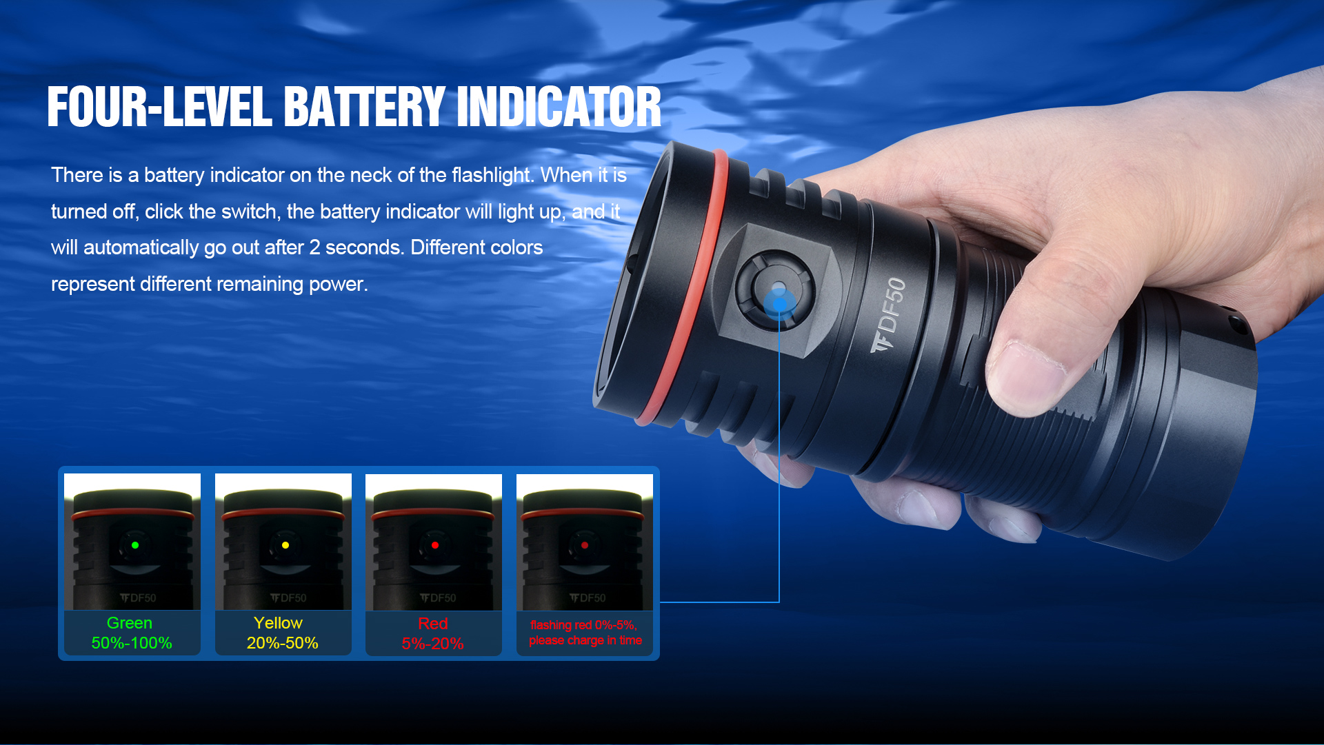 TrustFire DF50 Diving Torch 6500LM Diving Torch Set Maximum Diving