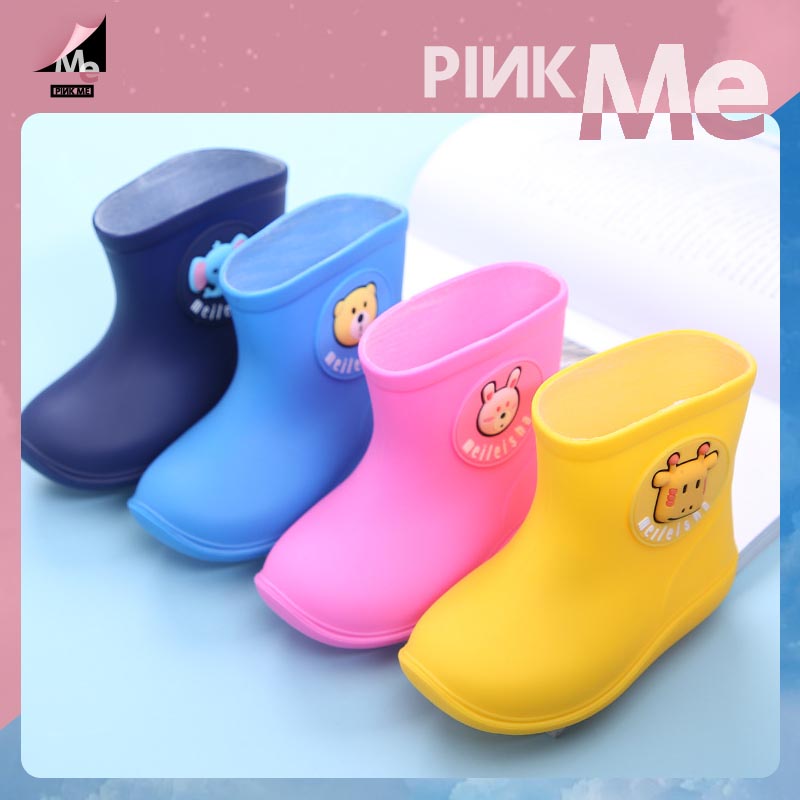 Pink.Me รองเท้าบูทยางสำหรับเด็ก รองเท้าบูทกันฝนเด็กแบบน่ารัก มีแผ่นกันลื่น เดินสะดวก